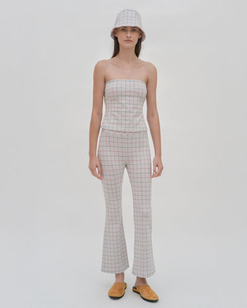 PULL ON CROPPED FLARE - STRIPED WINDOWPANE – Rosetta Getty