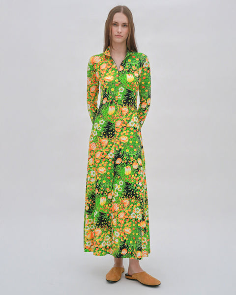 ZIP UP TURTLENECK DRESS - GARDEN FLORALS – Rosetta Getty