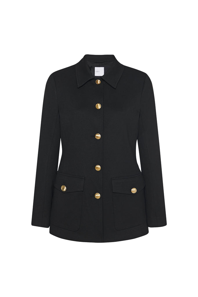 BUTTON UP TAILORED JACKET - SOLID BLACK