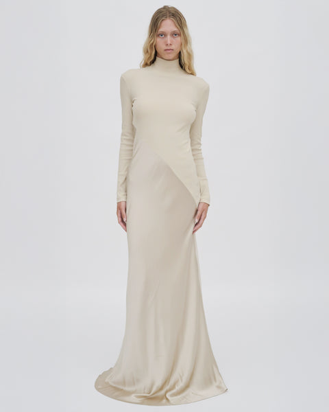 flowy turtleneck dress BIAS COMBO MAXI XL / CHAMPAGNE Dresses & Kurtas