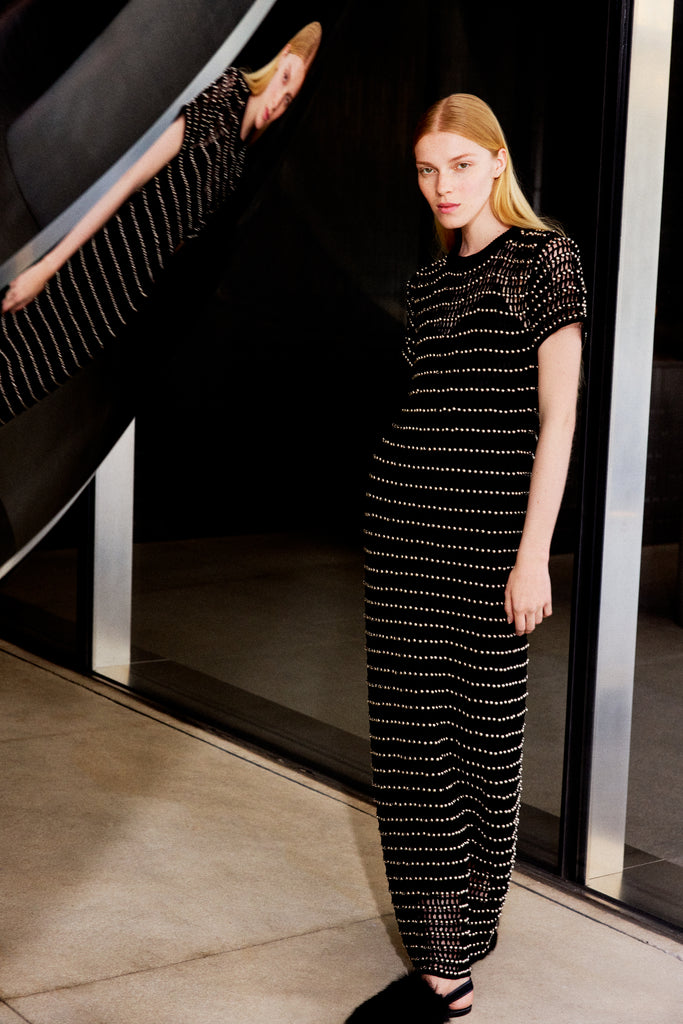 BEADED CROCHET SHORT SLEEVE DRESS – Rosetta Getty