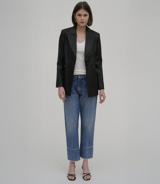 Peak Lapel Leather Jacket – Rosetta Getty