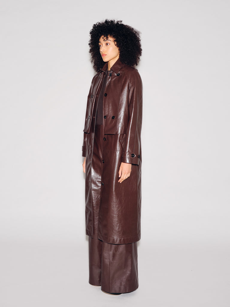 DOUBLE LAYER TRENCH COAT - CALFSKIN