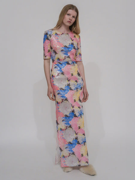 rosetta getty sequin slip dress Fitted Turtleneck Sequin Maxi Dress