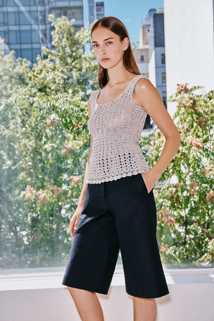 HAND CROCHET SQUARE NECK TANK