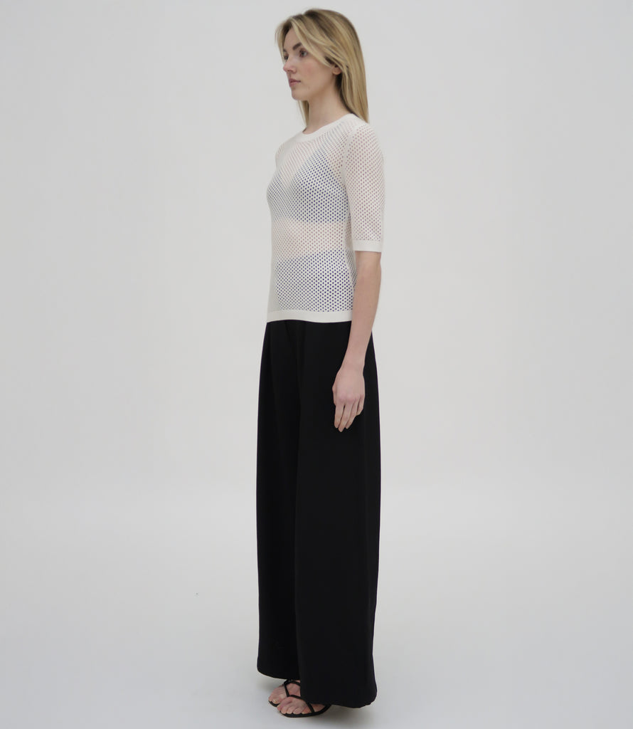 MESH CROPPED SLEEVE SWEATER