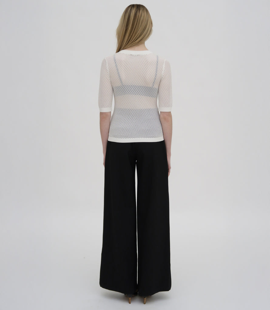 MESH CROPPED SLEEVE SWEATER