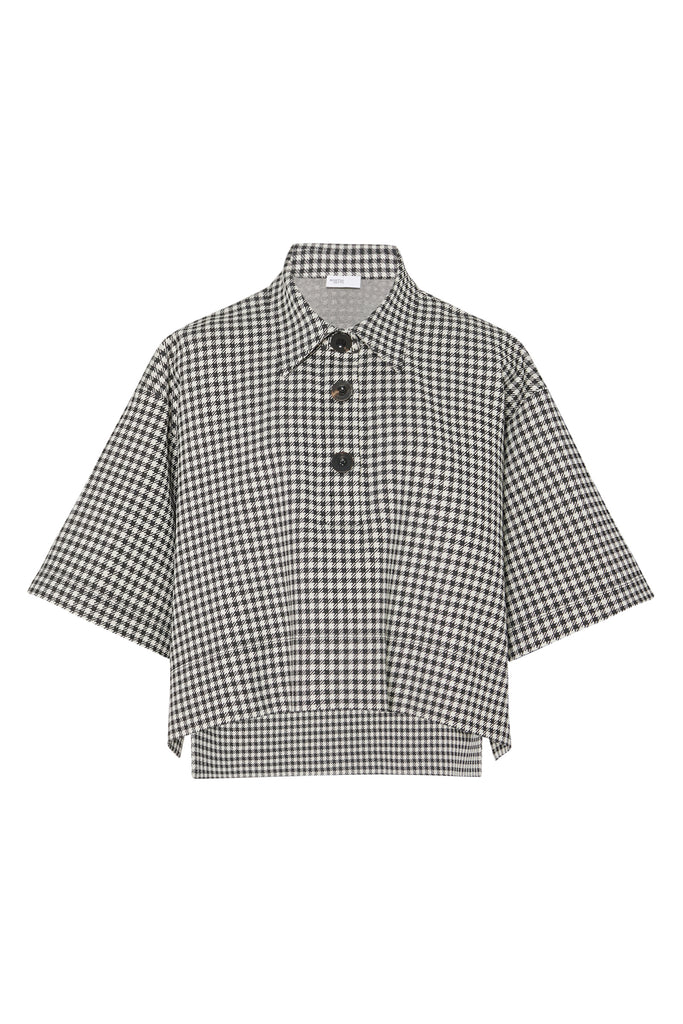 CROPPED OVERSIZED POLO - GINGHAM