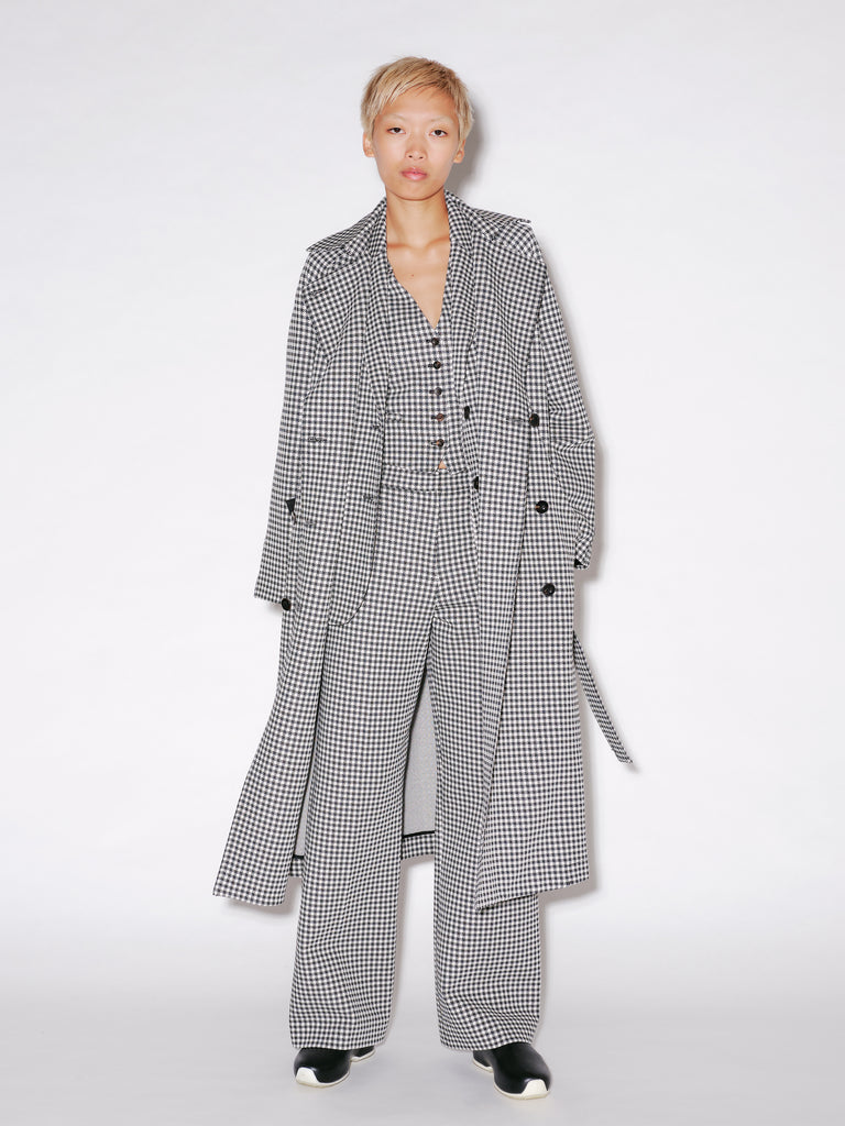 DOUBLE BREASTED TRENCH COAT - GINGHAM