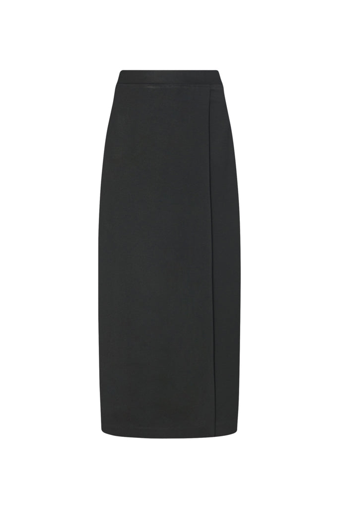 PULL-ON WRAP FRONT SKIRT - SOLID INTERLOCK