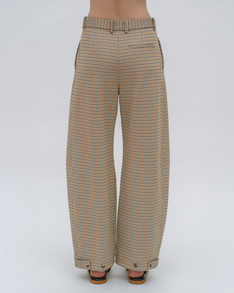 STRAIGHT TAPER TAB PANT - HOUNDSTOOTH PLAID