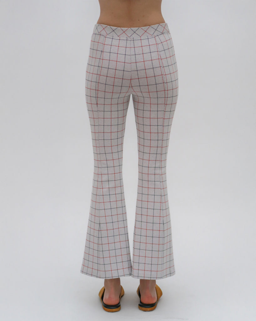 PULL ON CROPPED FLARE - STRIPED WINDOWPANE