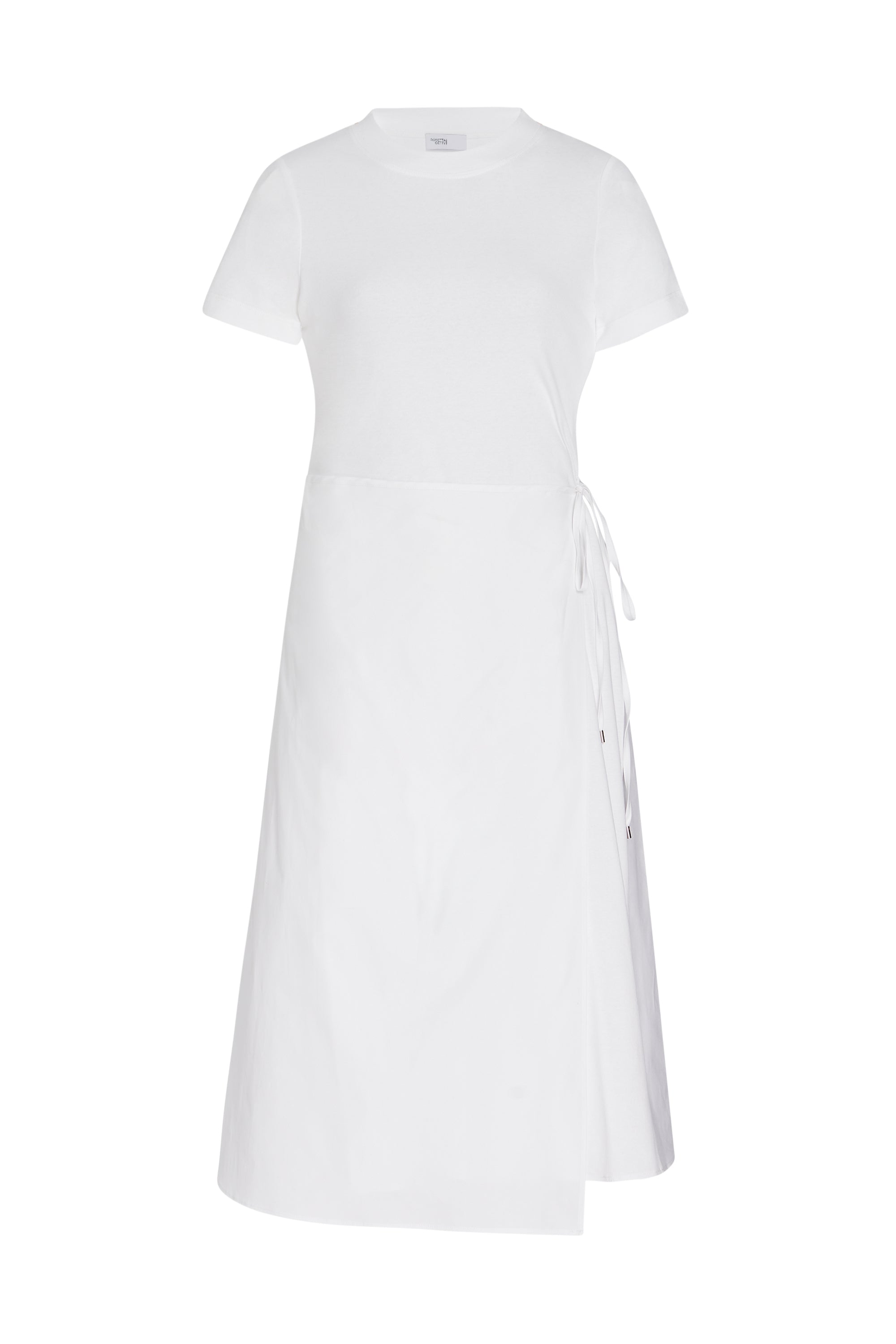 t shirt dress tie waist Rosetta Getty | Short Sleeve Apron Combo T-Shirt Dress | XS