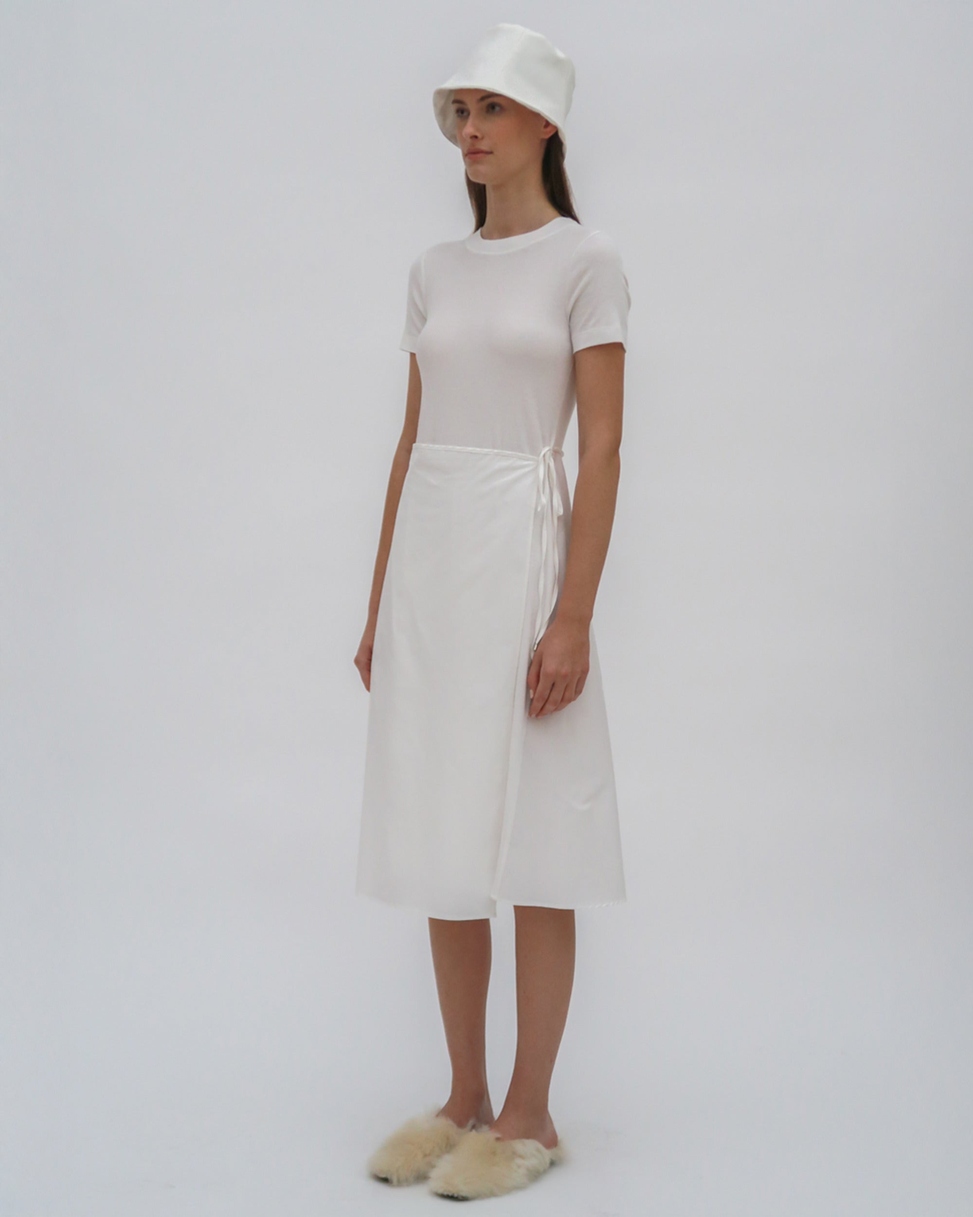 Rosetta Getty | Short Sleeve Apron Combo T-Shirt Dress | XS | White Rosetta Getty | Short Sleeve Apron Combo T-Shirt Dress | XS | White