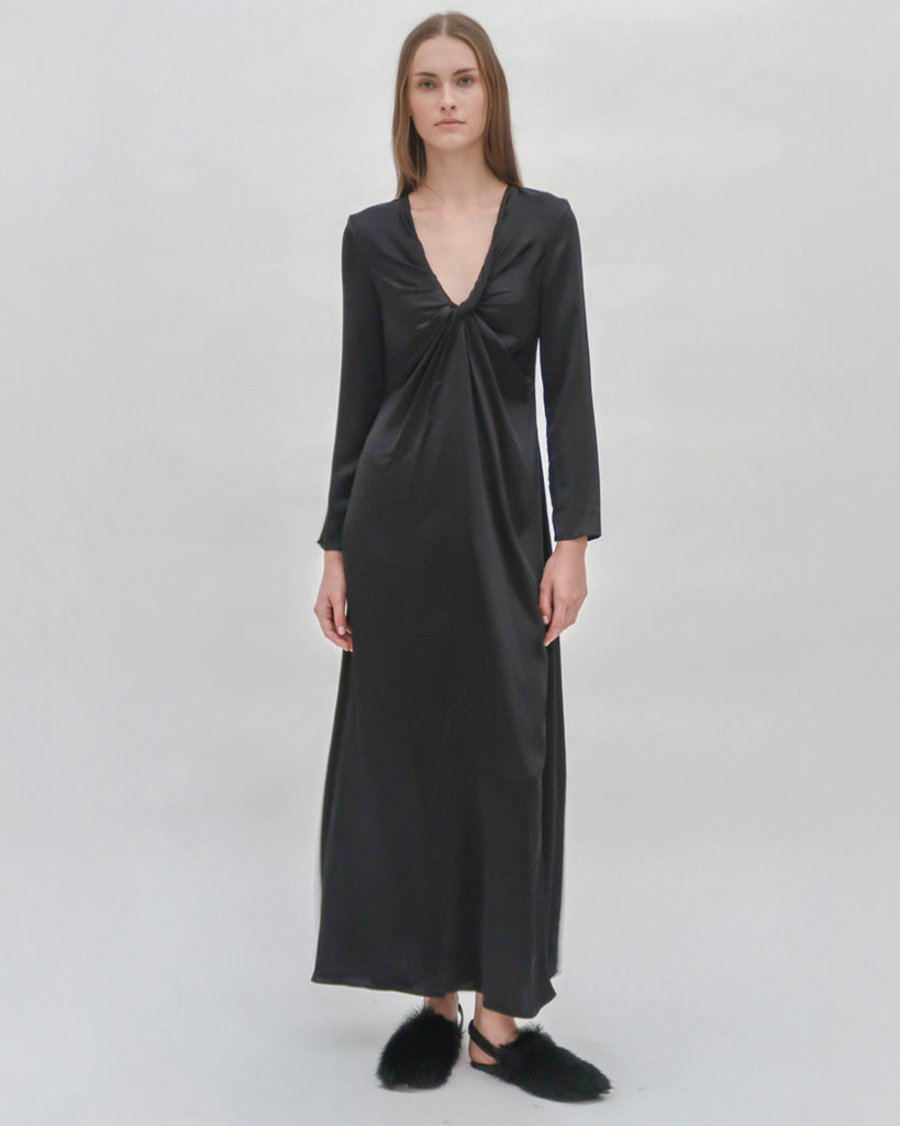 TWIST FRONT LONG SLEEVE GOWN