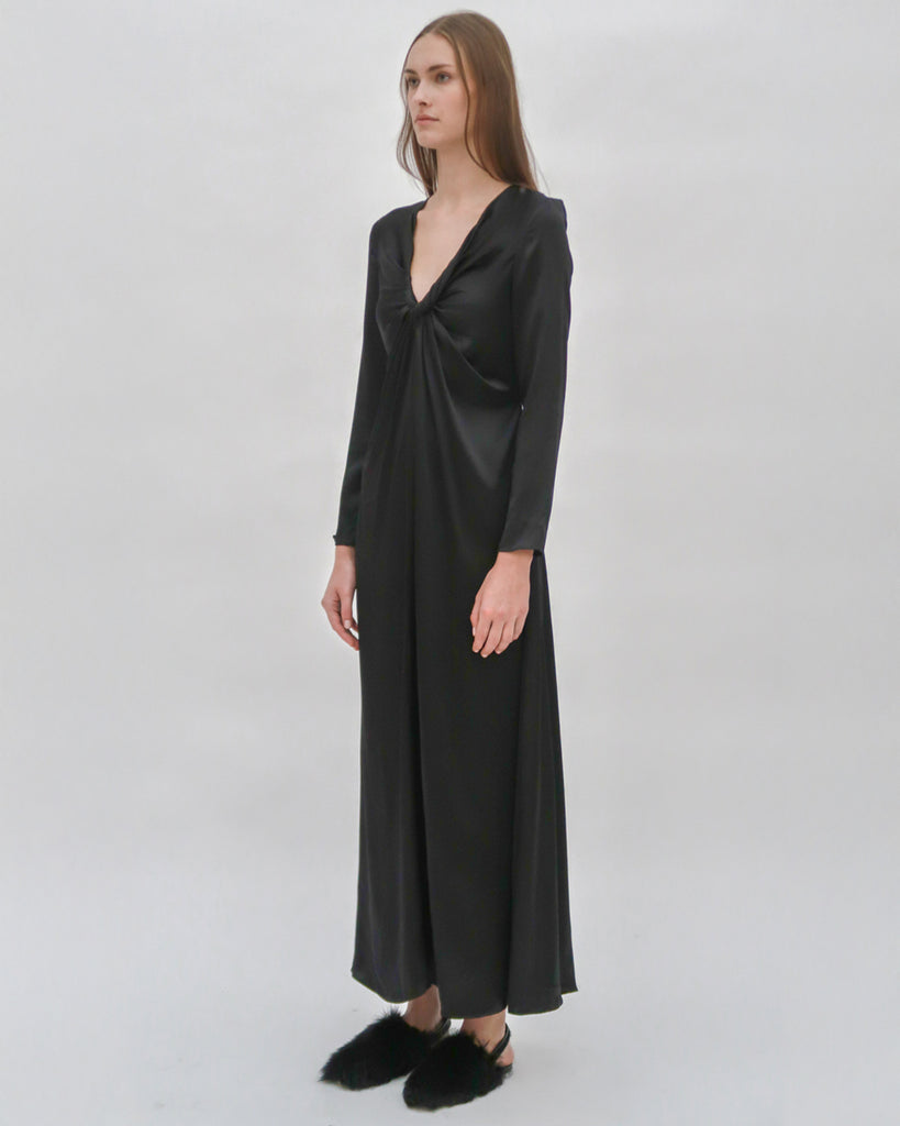 TWIST FRONT LONG SLEEVE GOWN