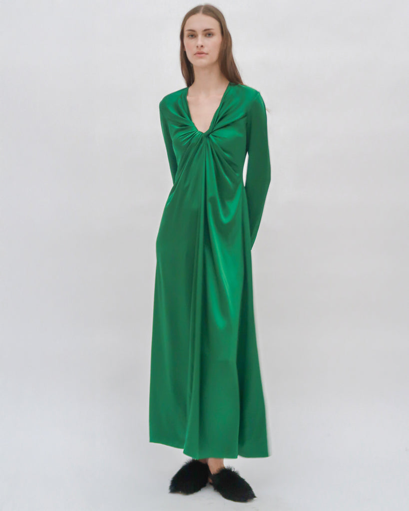 TWIST FRONT LONG SLEEVE GOWN