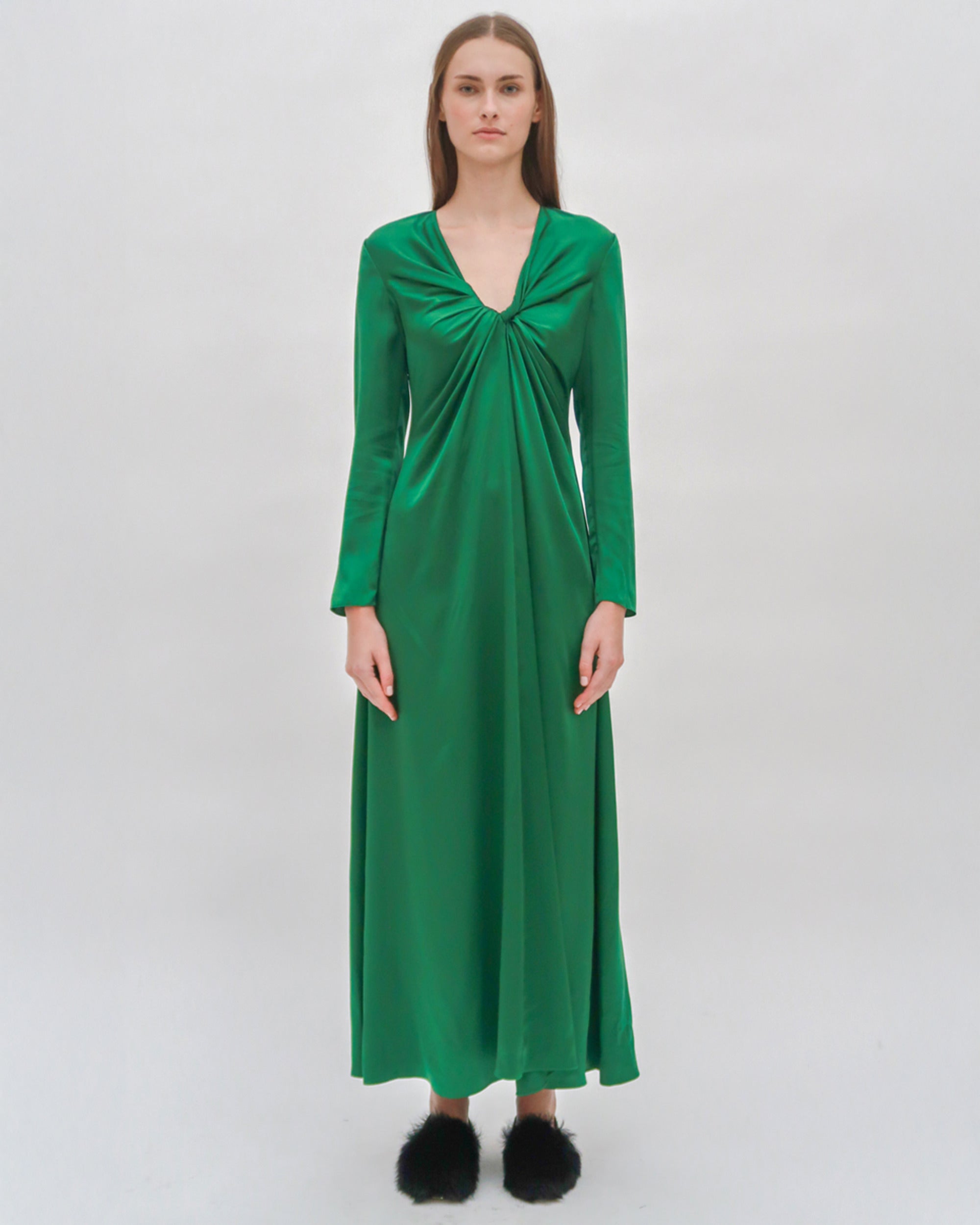 twist front long sleeve dress Rosetta Getty | TWIST FRONT LONG SLEEVE GOWN | S