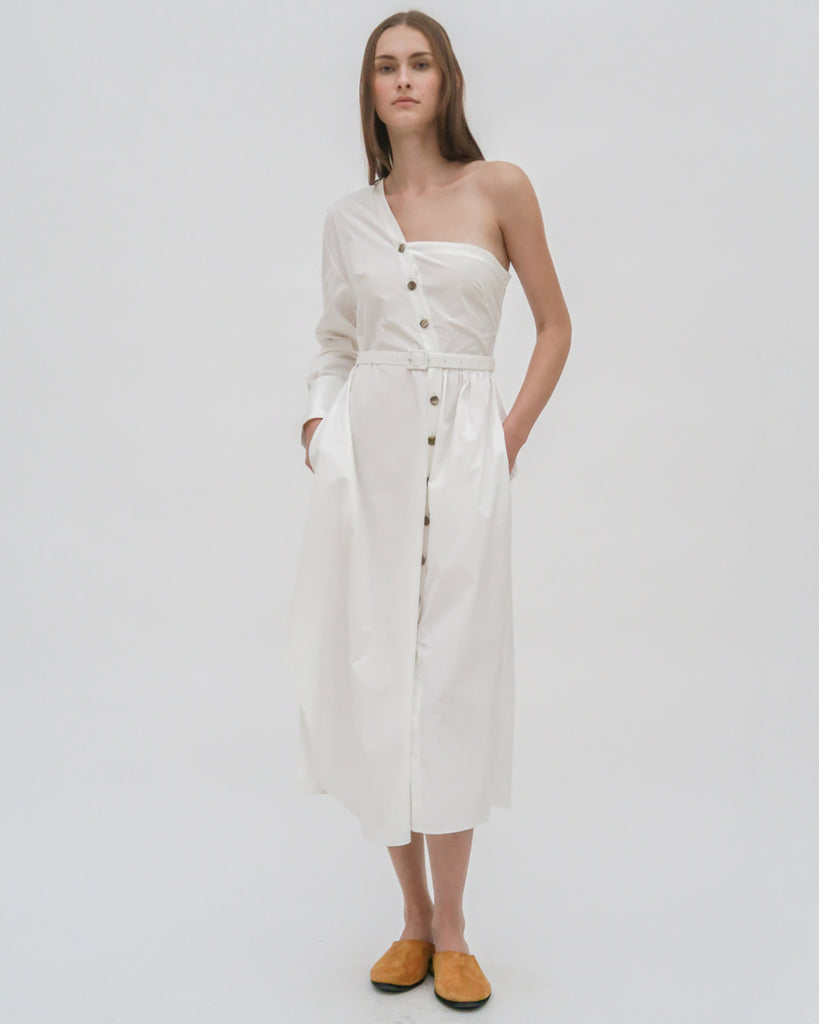 ASYMMETRIC ONE SHOULDER SHIRTDRESS