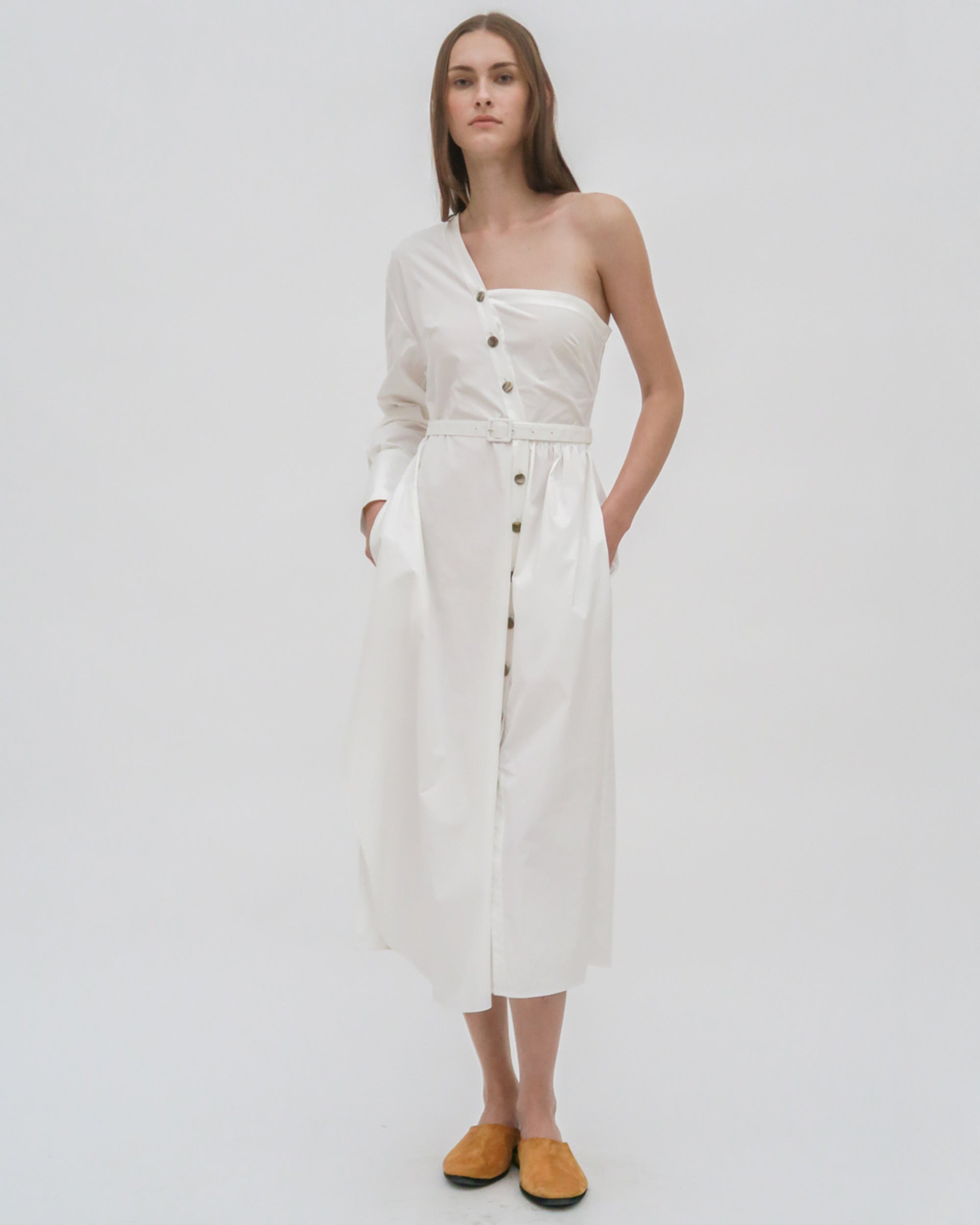 one shoulder dress shirt ASOS Design - One Shoulder Button Detail Top - Women - Polyester - 8 US