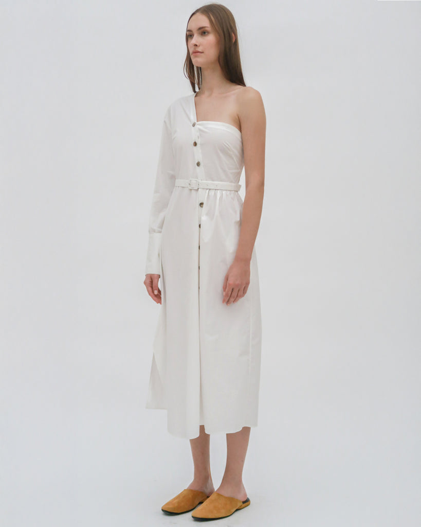 ASYMMETRIC ONE SHOULDER SHIRTDRESS