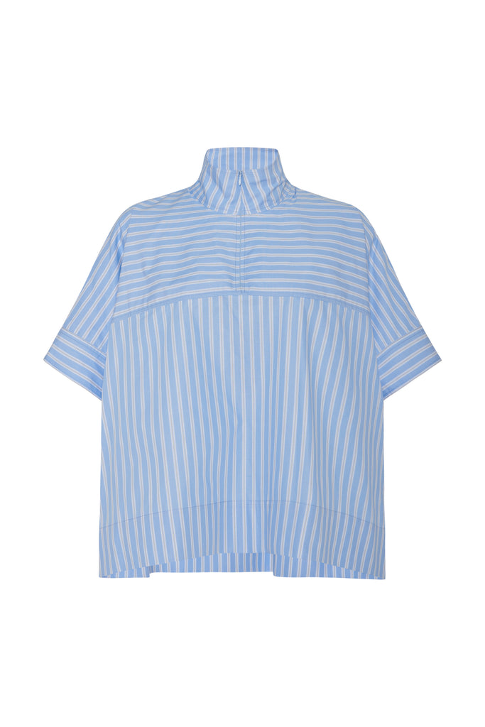 ZIP UP PULLOVER TOP - STRIPED SHIRTING