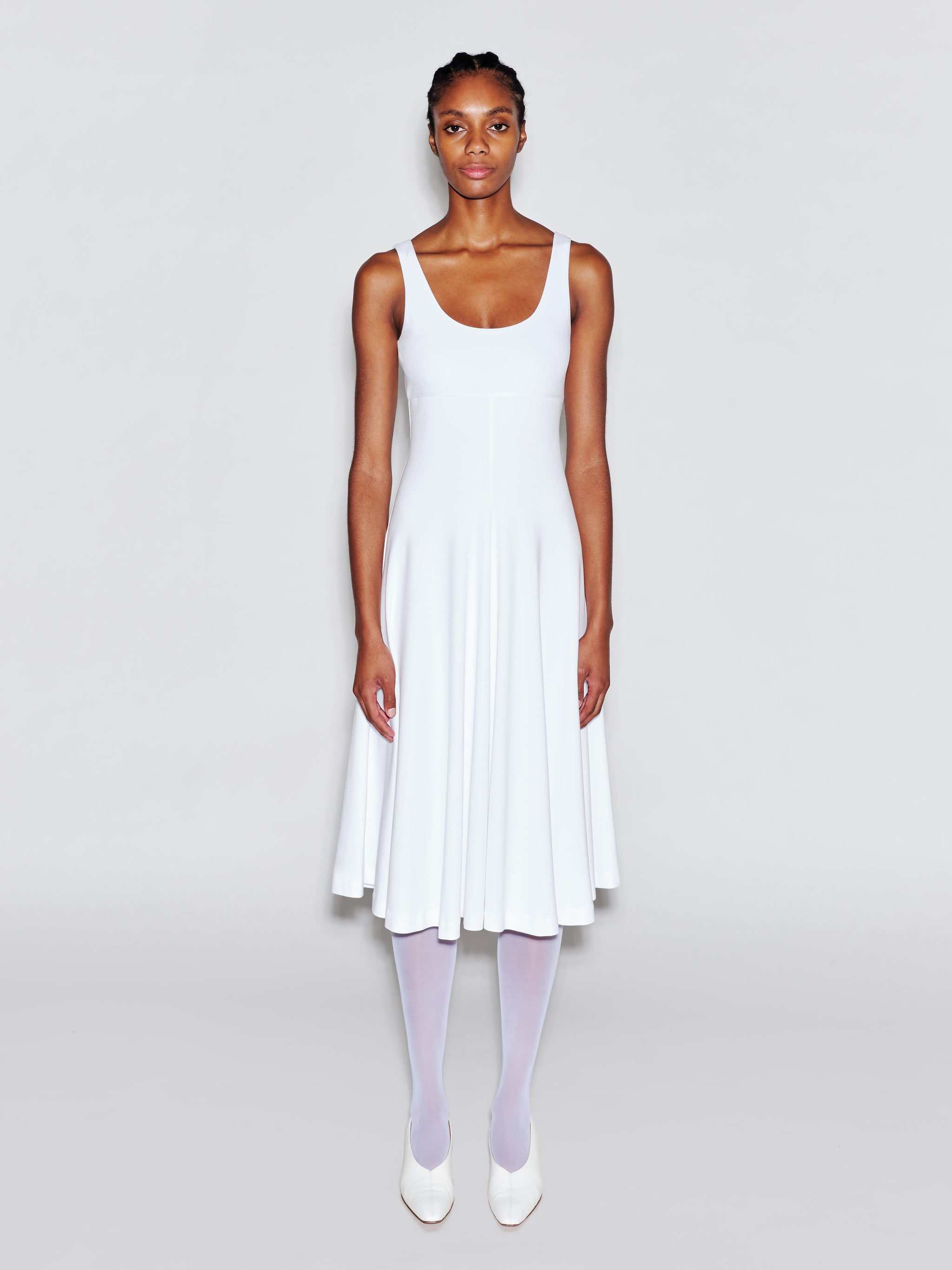 SCOOP NECK FLARED DRESS XL / White SCOOP NECK FLARED DRESS XL / White