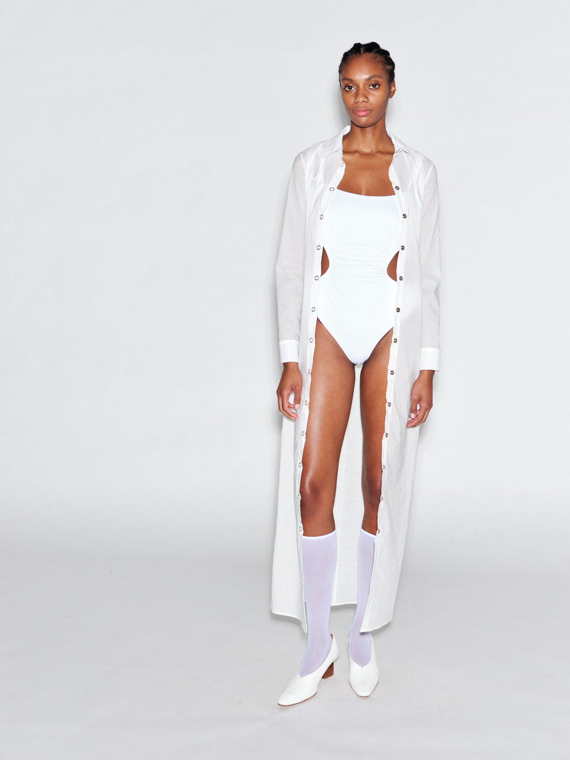 Coco pleats swimwear ホワイト RUCHED CUTOUT TIE SWIMSUIT – Rosetta Getty