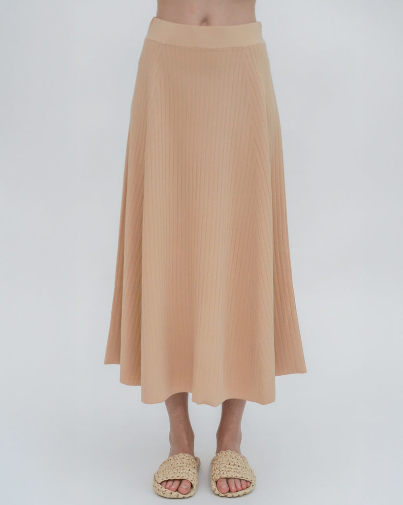 RIB FLARED SKIRT