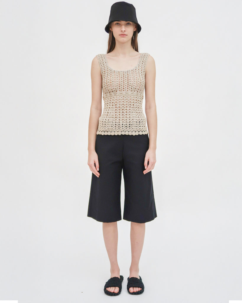 HAND CROCHET SQUARE NECK TANK