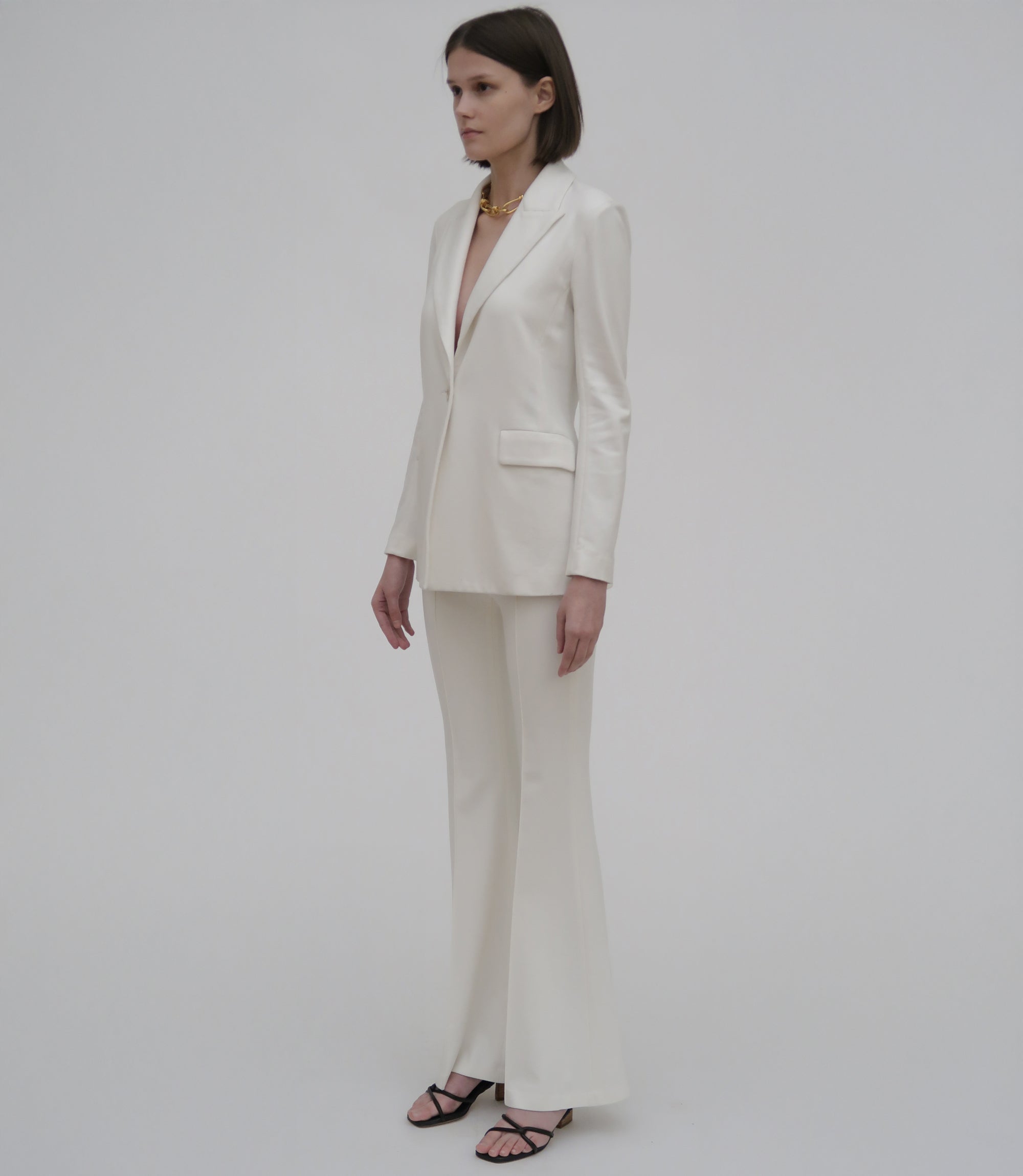 Cropped Sleeve Jacket M / White