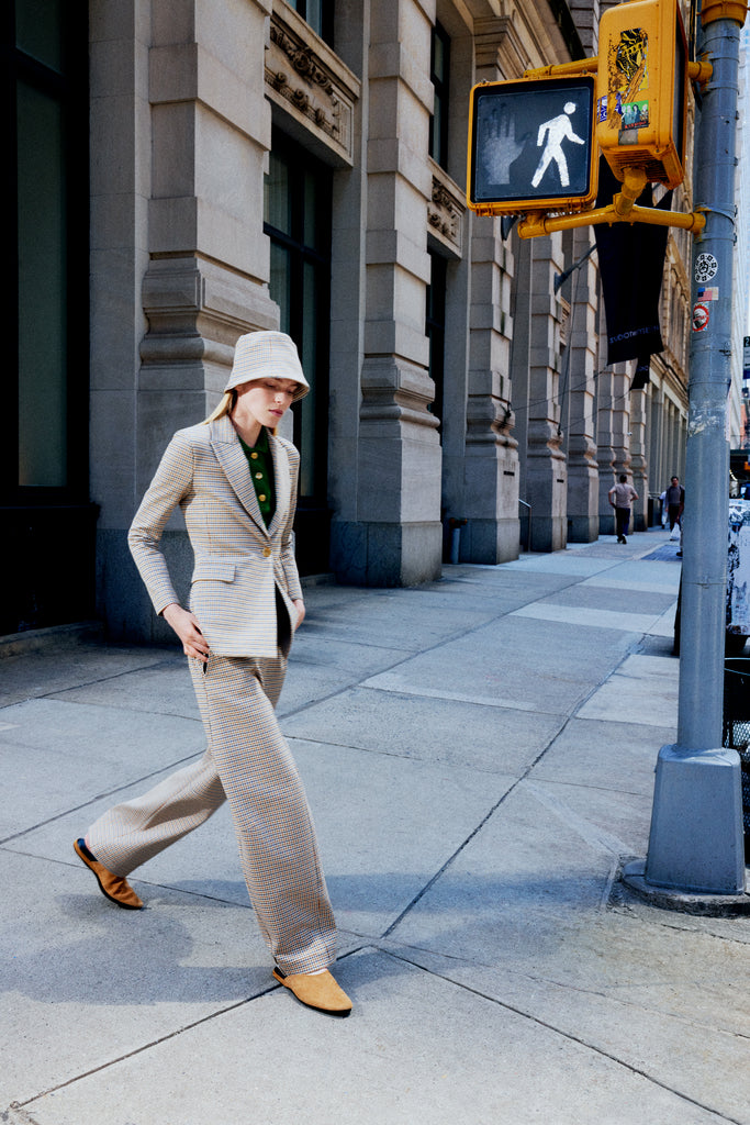 PEAK LAPEL JACKET - HOUNDSTOOTH PLAID