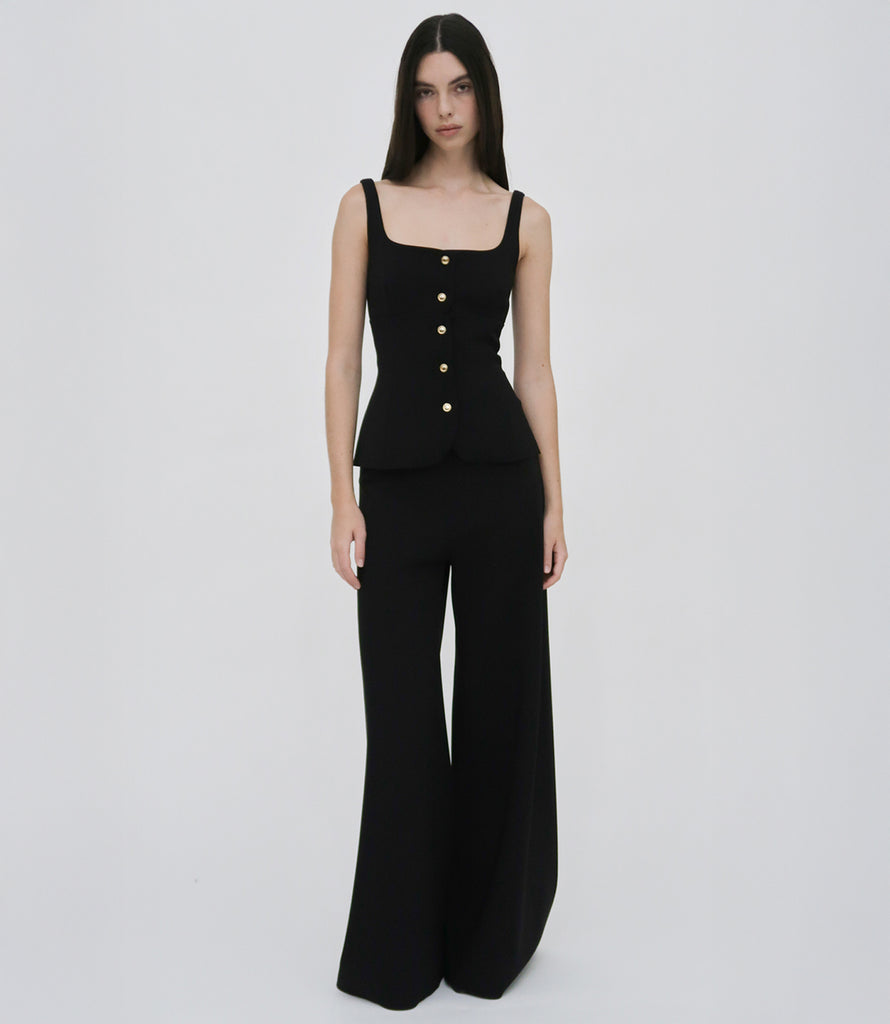 SQUARE NECK BUTTON FRONT TOP
