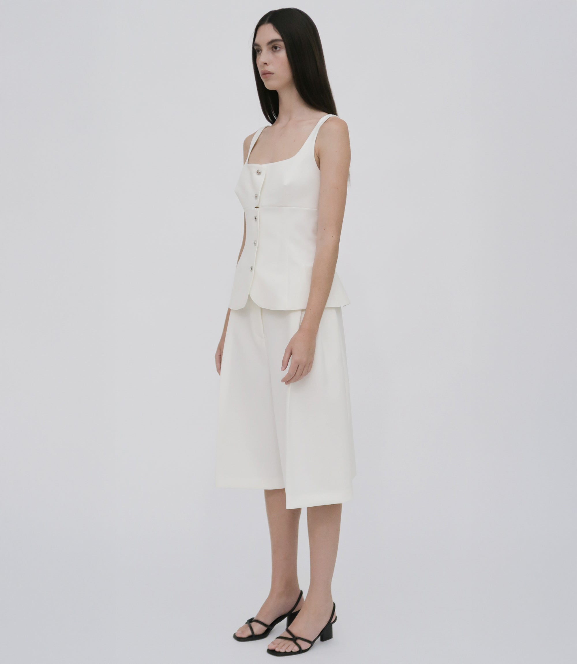 Rosetta Getty Women's Square NECK Button Front TOP - White