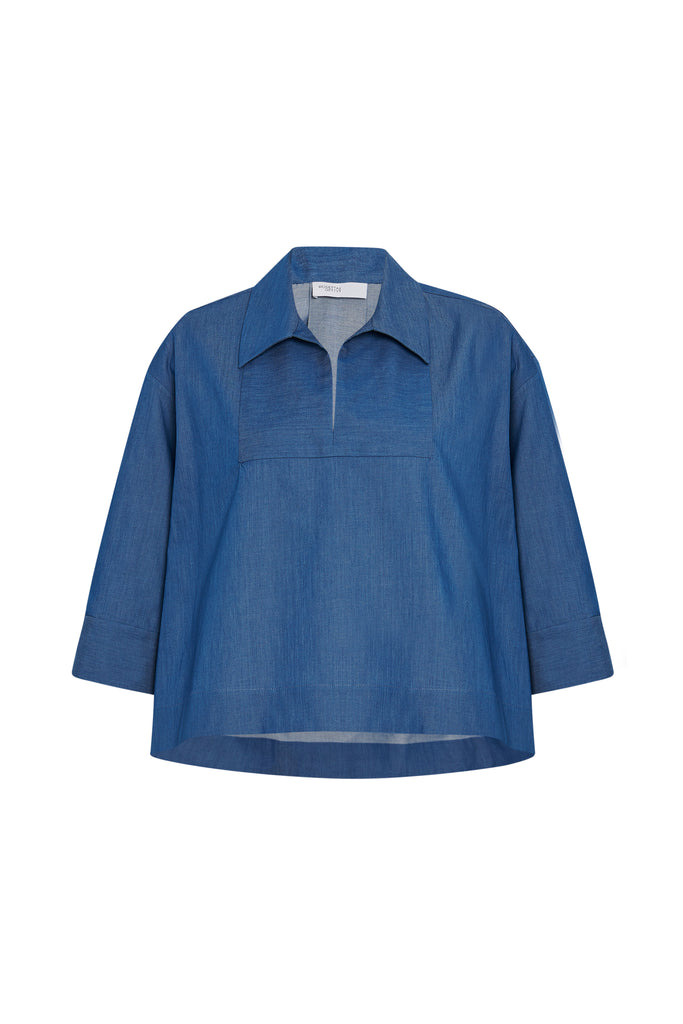 SLIT FRONT SHIRT - FLUID CHAMBRAY