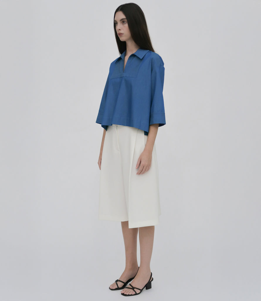 SLIT FRONT SHIRT - FLUID CHAMBRAY