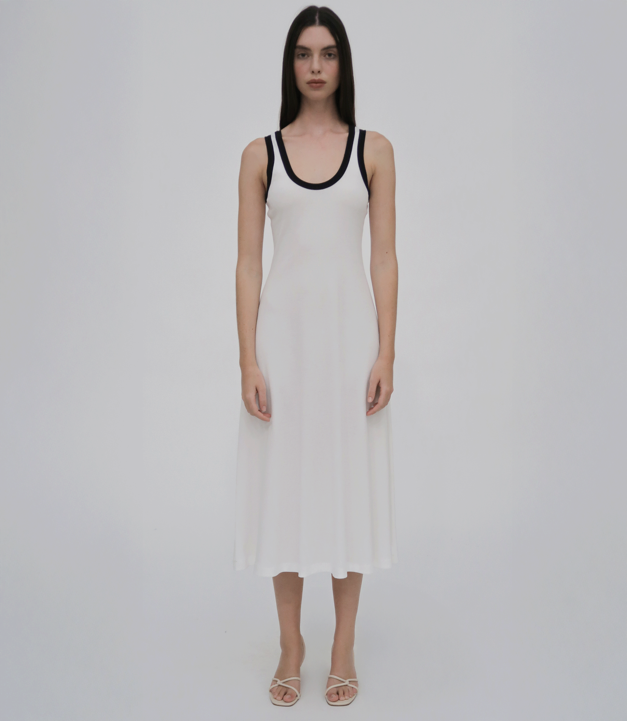 Rosetta Getty Contrast RIB TANK Dress - White Rosetta Getty Contrast RIB TANK Dress - White