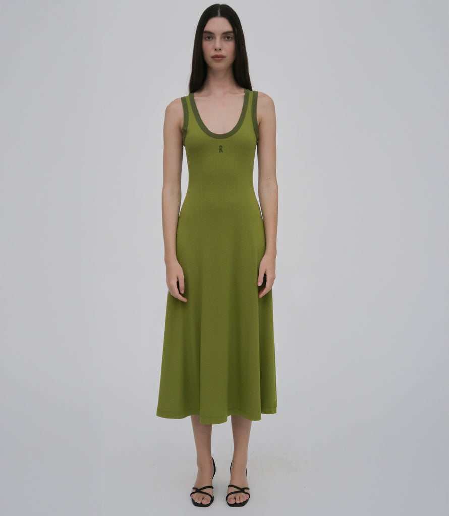 rosetta getty green dress Rosetta Getty | Ruched SLIP Dress | S