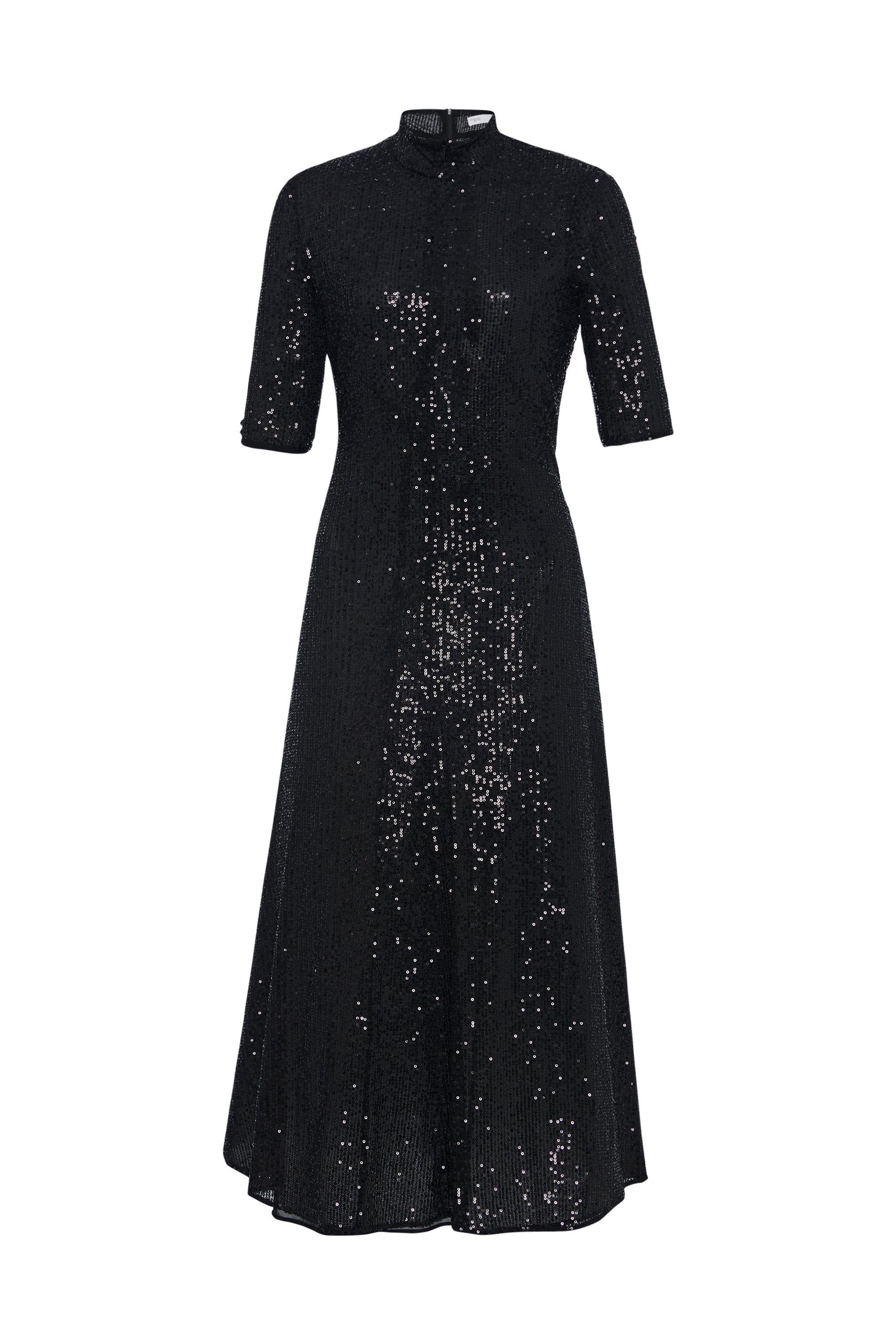 black sequin turtleneck dress Stylish Turtleneck Black & Silver Sequin Dress
