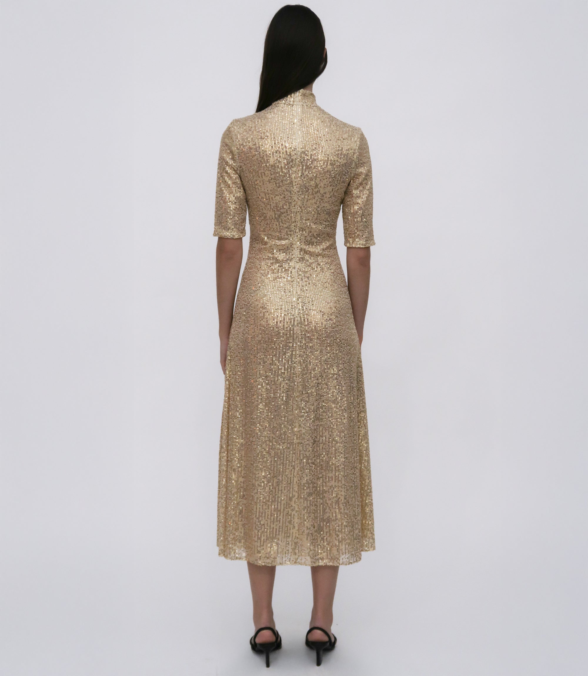 Rosetta Getty Zip-Up Sequined Midi Dress - Wheat Rosetta Getty Zip-Up Sequined Midi Dress - Wheat