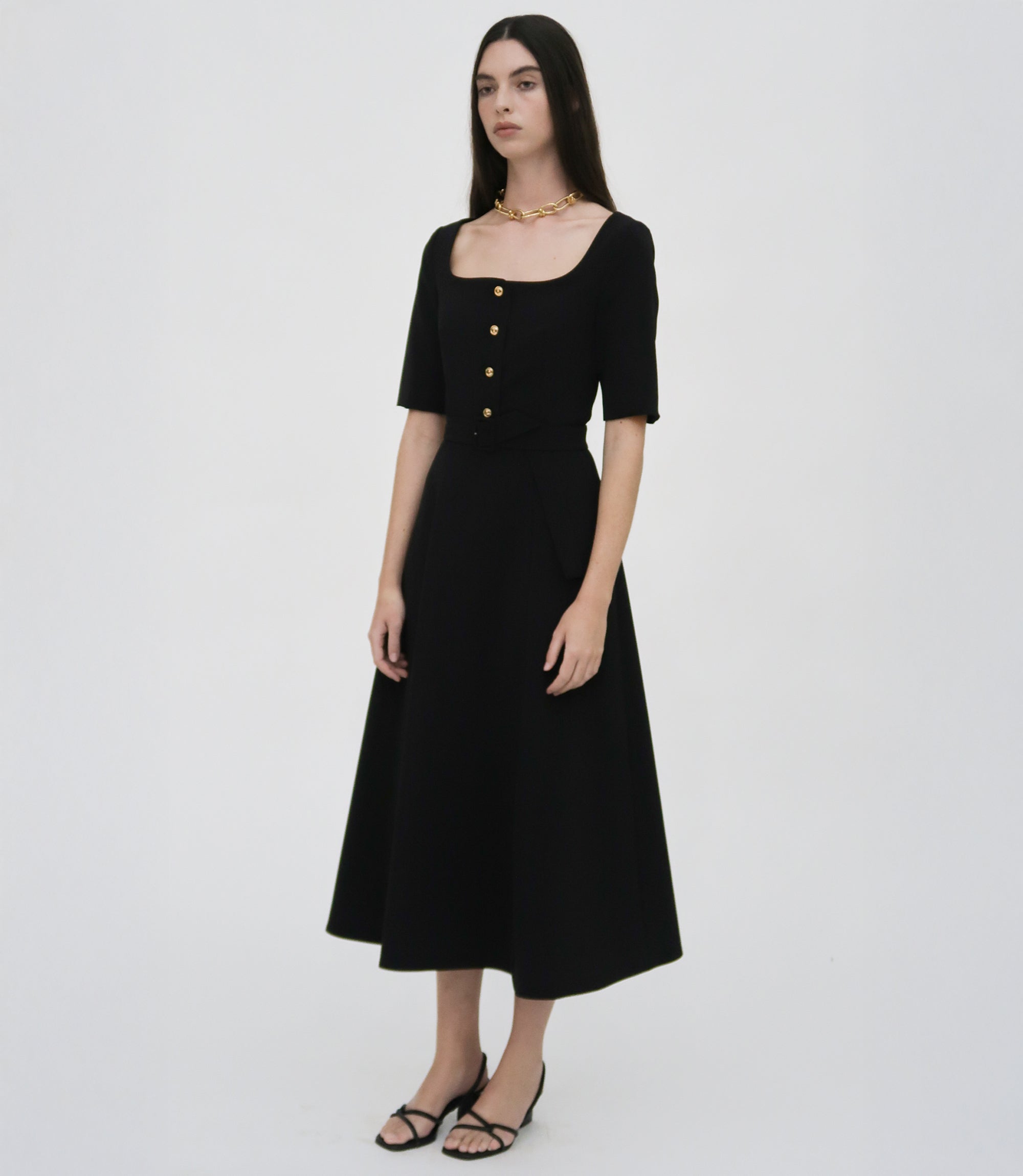 Rosetta Getty Fitted Button-Front Dress - Black Rosetta Getty Fitted Button-Front Dress - Black