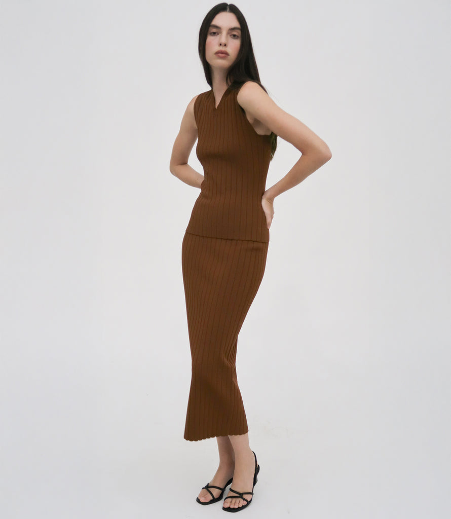 RIB MIDI SKIRT