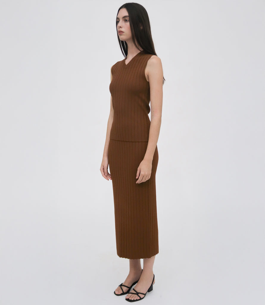 RIB MIDI SKIRT