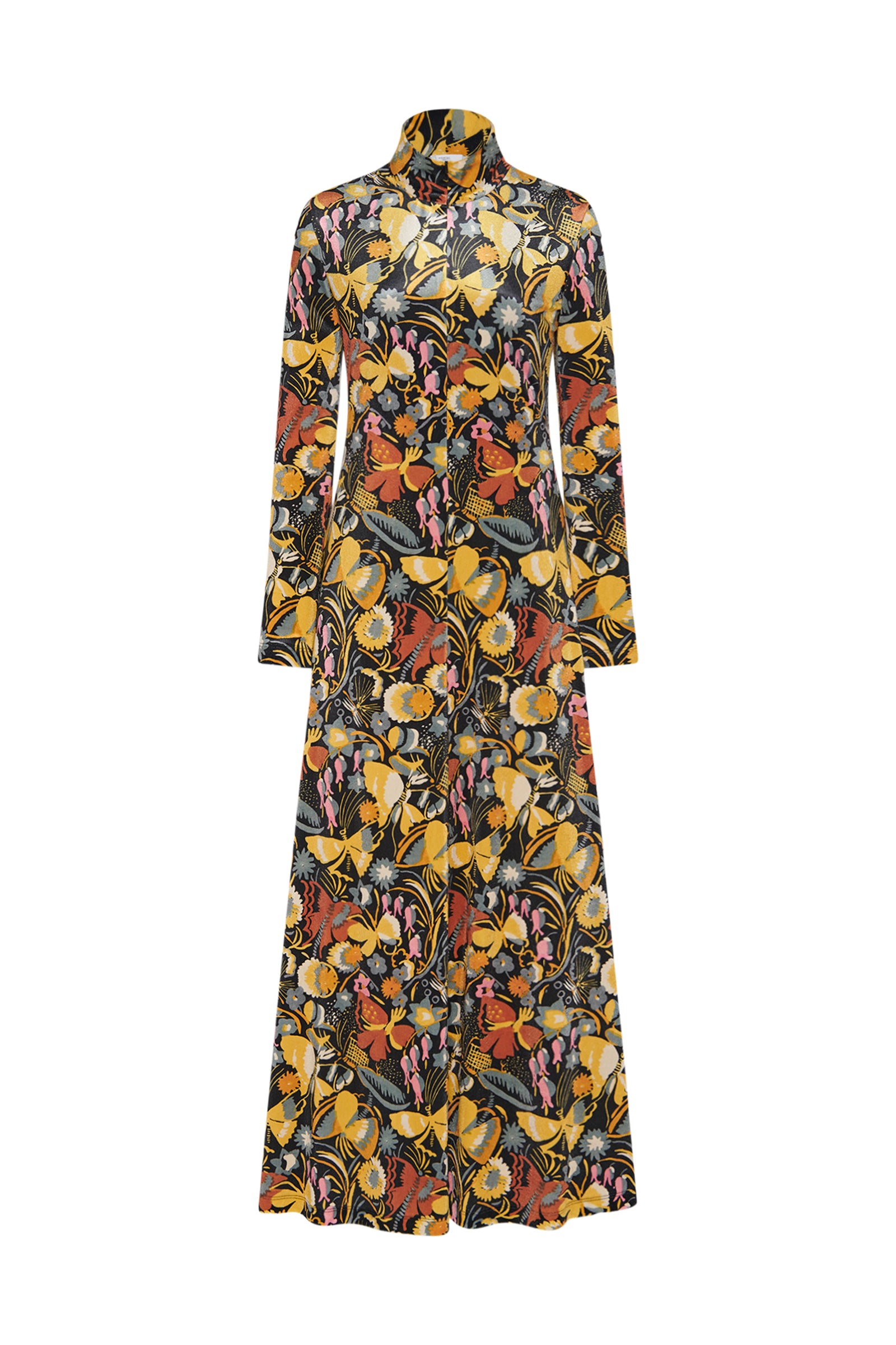 Rosetta Getty Zip Up Maxi Turtleneck Dress Velvet