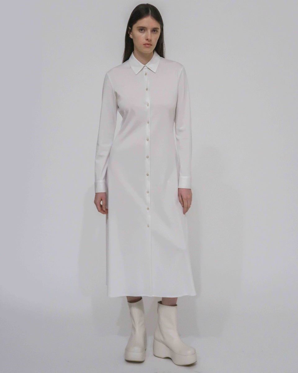white shirt dress fitted OW Collection Ella Shirt Dress in White