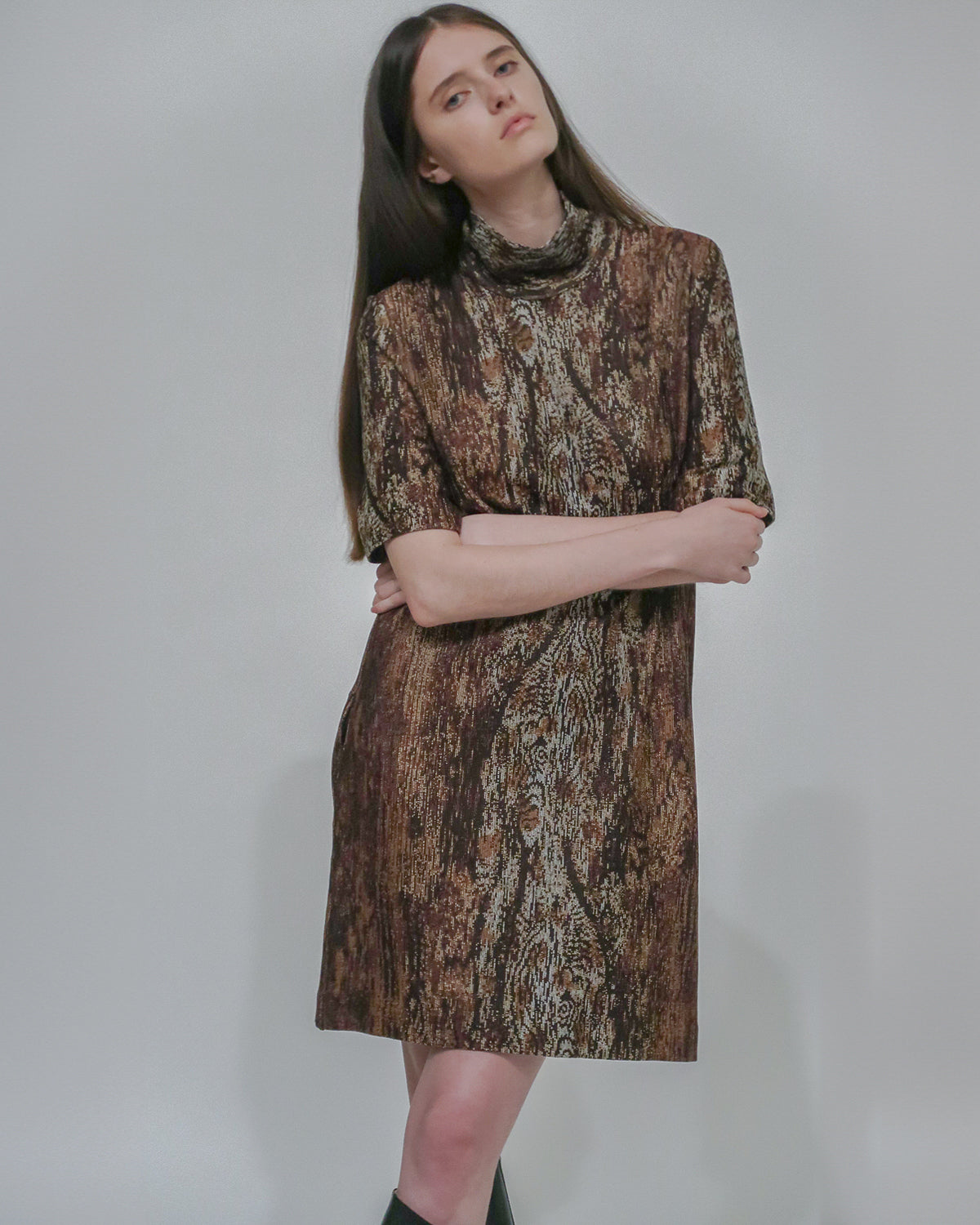 Rosetta Getty Women's Turtleneck Shift DRESS - BROWN - Size XL Rosetta Getty Women's Turtleneck Shift DRESS - BROWN - Size XL