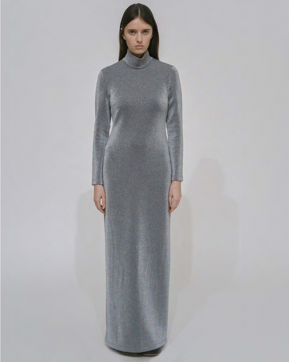 Rosetta Getty | Fitted Turtleneck Maxi Dress - Lurex | XL | Silver Rosetta Getty | Fitted Turtleneck Maxi Dress - Lurex | XL | Silver