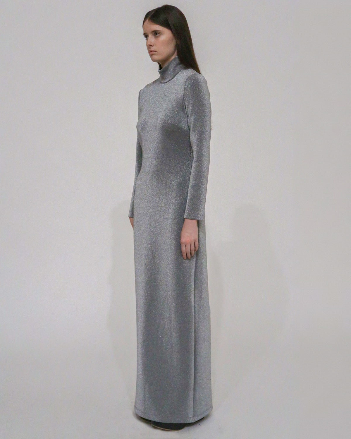 Rosetta Getty | Fitted Turtleneck Maxi Dress - Lurex | XL | Silver Rosetta Getty | Fitted Turtleneck Maxi Dress - Lurex | XL | Silver