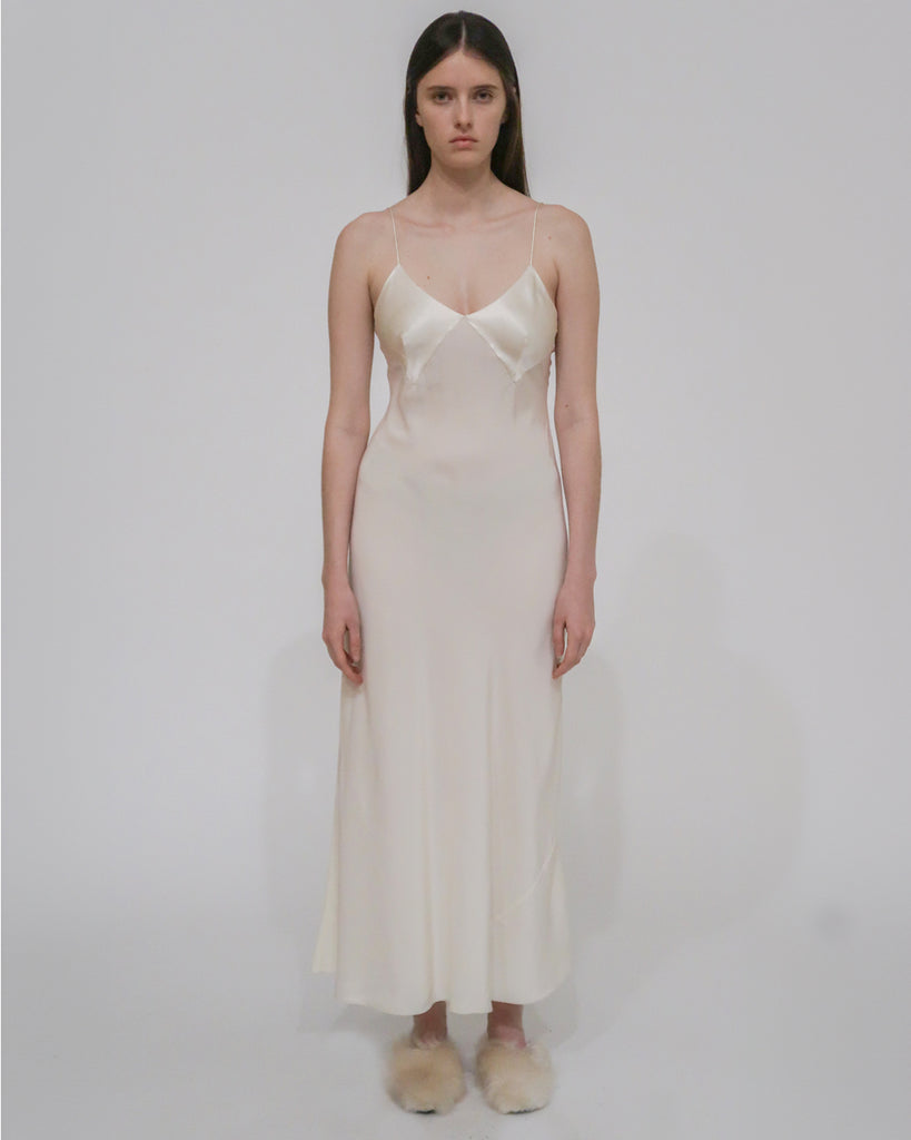 PANELED BIAS SLIP DRESS