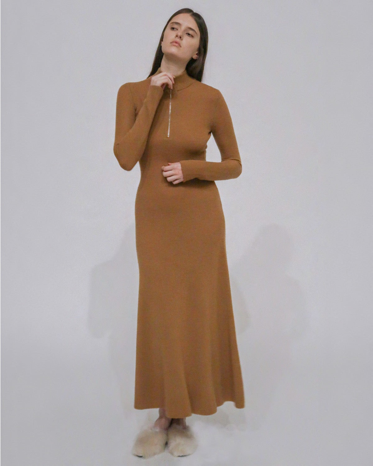 Rosetta Getty Ribbed Wool Turtleneck Maxi Dress - Camel Rosetta Getty Ribbed Wool Turtleneck Maxi Dress - Camel